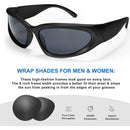 Trendy Oval Sunglasses for Men and Women Futuristic Wrap Around Fashion Glasses Goggles Eyebrow Dark