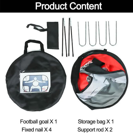Foldable Football Goal for Kids Adults Indoor Outdoor Play, Red Nylon Goalie Net