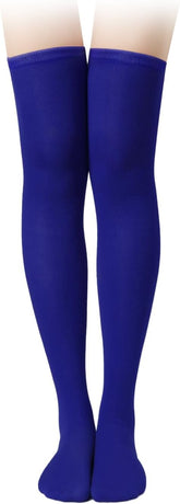 1 Pair Thigh High Socks, Cotton Soft Knee High Long Stockings Leg Warmers for Women Girls Christmas Cosplay (Royal Blue), 23.6inch