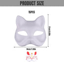 White Fox Therian Mask DIY Paintable Blank, 15 pcs Cat Halloween Cosplay Masquerade Party