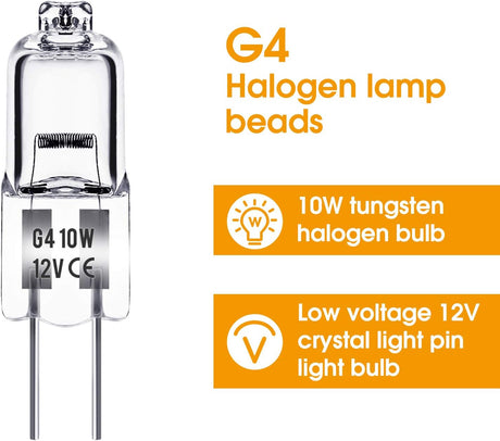G4 Halogen Lamps 10W 12V Warm White 20-pack Compatible Lighting Fixtures