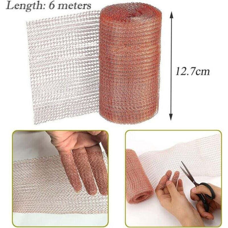 Knitted Copper Mesh Roll 6m Garden Protection Against Snails Mice Birds Nematodes