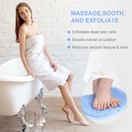 Foot Scrubber Mat with Suction Cups for Shower and Bathroom, Non-Slip Foot Cleaning Massage Mat, Blue