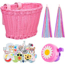 Kids Bicycle Basket with Adjustable Straps - Pink Purple Front-Mounted