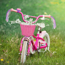 Kids Bicycle Basket with Adjustable Straps - Pink Purple Front-Mounted