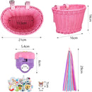 Kids Bicycle Basket with Adjustable Straps - Pink Purple Front-Mounted