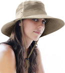 Fishing Hat UPF 50+ Wide Brim Bucket Hat for Men and Women, Khaki Sun Hat for Hiking and Beach with UV Protection