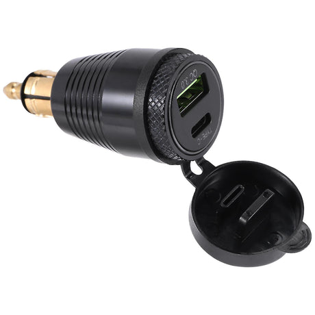 Motorcycle Waterproof Charger with QC3.0 USB and Type C 30W Power Delivery DIN Connector Socket