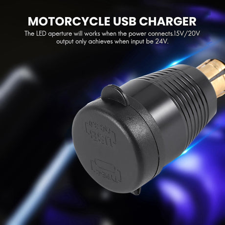 Motorcycle Waterproof Charger with QC3.0 USB and Type C 30W Power Delivery DIN Connector Socket