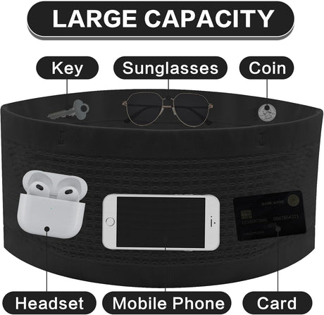 Compatible with Women's Running Waist Belt Hidden Wallet Waist Bag Breathable Black Small