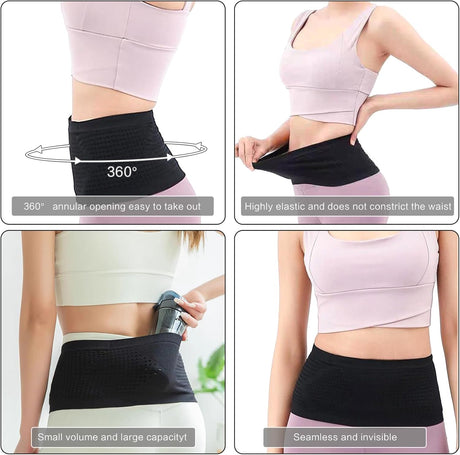 Compatible with Women's Running Waist Belt Hidden Wallet Waist Bag Breathable Black Small