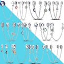 925 Sterling Silver Charms Safety Chain Silicone Stopper Jewelry Making for Bracelet Diy PTC512