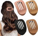 Brown Matte Flat Hair Clips Set of 4 for Women, Round Lying Hair Clip Compatible with Thick and Thin Hair, Comfortable Curved Clips