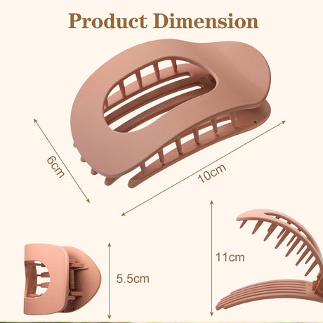 Brown Matte Flat Hair Clips Set of 4 for Women, Round Lying Hair Clip Compatible with Thick and Thin Hair, Comfortable Curved Clips