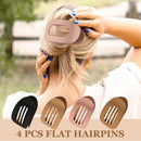 Brown Matte Flat Hair Clips Set of 4 for Women, Round Lying Hair Clip Compatible with Thick and Thin Hair, Comfortable Curved Clips
