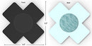 10-Pack Black Disposable Self-Adhesive Satin Nipple Cover Pasties X Plus Cross Sign