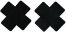 10-Pack Black Disposable Self-Adhesive Satin Nipple Cover Pasties X Plus Cross Sign