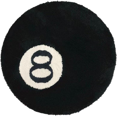 Black Carpet 80x80 for Bedroom and Living Room Decoration Compatible with Billiard Ball Mat 8-Ball Soft Fluffy Circle Home Decor