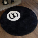 Black Carpet 80x80 for Bedroom and Living Room Decoration Compatible with Billiard Ball Mat 8-Ball Soft Fluffy Circle Home Decor