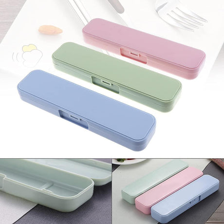 Portable Cutlery Set, 3-Piece Camping Travel Cutlery Box, Multicolor
