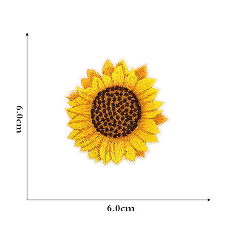 12 Pieces Sunflower Floral Embroidered Iron-on Sew-on Fabric Patches for Clothes Jeans Hats Backpacks