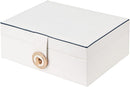 White Large 3-Layer Stackable PU Leather Jewelry Box Organizer for Necklaces Earrings Bracelets Rings