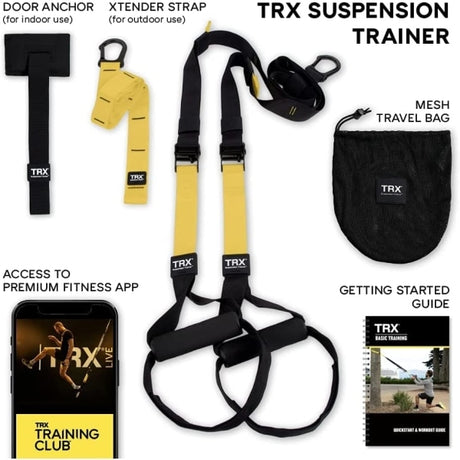 TRX All-in-One Suspension Trainer Home Gym System with TRX Training Club Access Compatibility WELLNGS