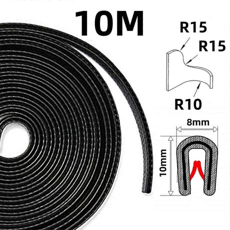 Edge Protection Rubber Pipe Tape Clamp 10M Black Compatible with Edge Profile