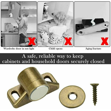 4 pcs Cabinet Door Magnets with Washers and Screws - Magnetic Door Lock \u0026 Closer for Wardrobe Cupboard Furniture
