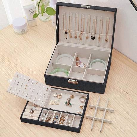 Jewelry Storage Box PU Leather Jewelry Box (Black)
