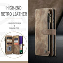 Samsung Galaxy A22 5G Case Wallet with Magnetic Flip Zipper and Card Holder - Brown