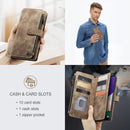 Samsung Galaxy A22 5G Case Wallet with Magnetic Flip Zipper and Card Holder - Brown
