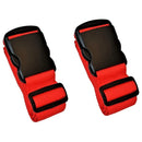 Red Luggage Straps 2-Pack with Metal Luggage Tags Adjustable Suitcase Strap Set