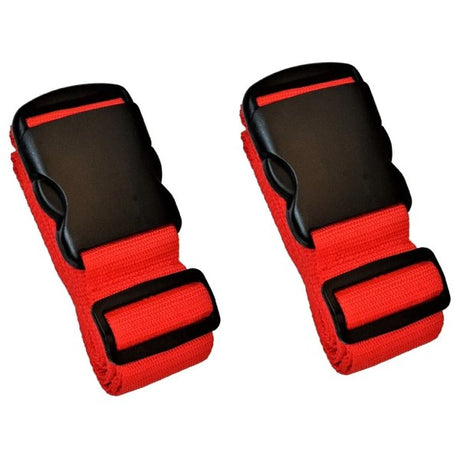Red Luggage Straps 2-Pack with Metal Luggage Tags Adjustable Suitcase Strap Set