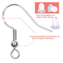 SQBB Earring Hooks, 925 Silver Hypoallergenic Jewelry Making Accessories with 100 Hooks and 150 Ear Plugs