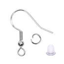SQBB Earring Hooks, 925 Silver Hypoallergenic Jewelry Making Accessories with 100 Hooks and 150 Ear Plugs