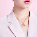 Barbie Sterling Silver Necklace for High Ponytail Girl with Hollowed Out Rose Red Charm