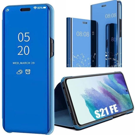 Samsung S21 FE Transparent Blue Full Body Protection Smart Case 360 Compatible with Samsung