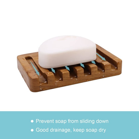 Wooden Soap Dish 2pcs, Soap Holder Teak, Bathroom Kitchen Shower Soap Container Compatible with Razor and Sponge