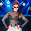 Retro Rose Red 80s Neon Dance Masquerade Accessories Set Women's Hen Party