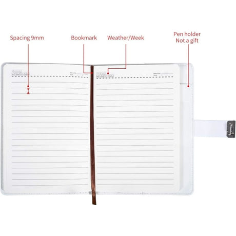Creative Password Journal A5 with Combination Lock, PU Leather Diary Locking Notebook for Time Book, Compatible with Style 1