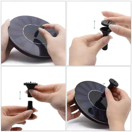 Solar Fountain 16cm Black, Compatible with Solar Cell, Water Fountain for Garden, Low Price Promotion