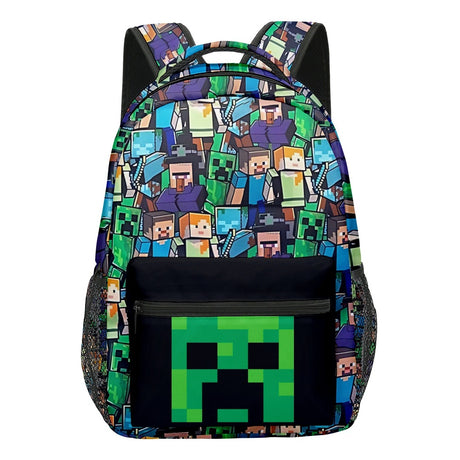 Minecraft Backpack for Boys Black School Bag Compatible with Creeper Zombie Skeleton Enderman \u0026 Cave Spider