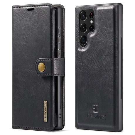 DG.MING Magnetic Wallet Case Compatible with Samsung Galaxy S22 Ultra Black 2-in-1