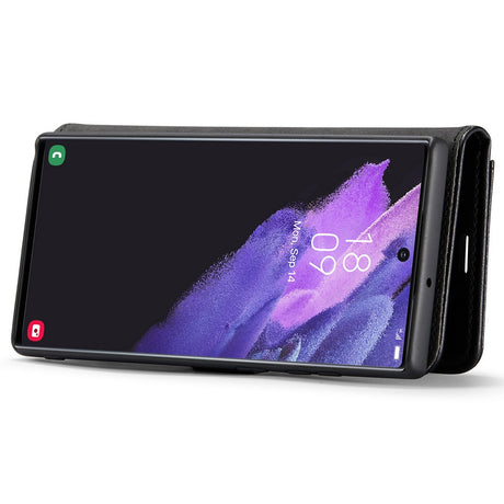 DG.MING Magnetic Wallet Case Compatible with Samsung Galaxy S22 Ultra Black 2-in-1