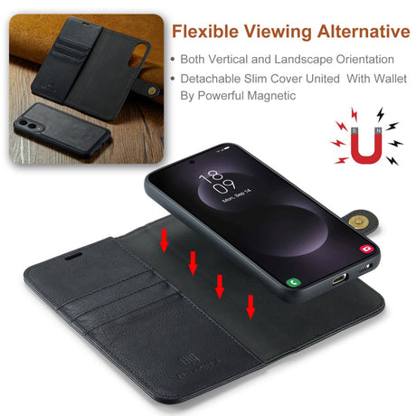Magnetic Wallet for Samsung Galaxy S25 Edge Black Case 2-in-1 with Card Holder
