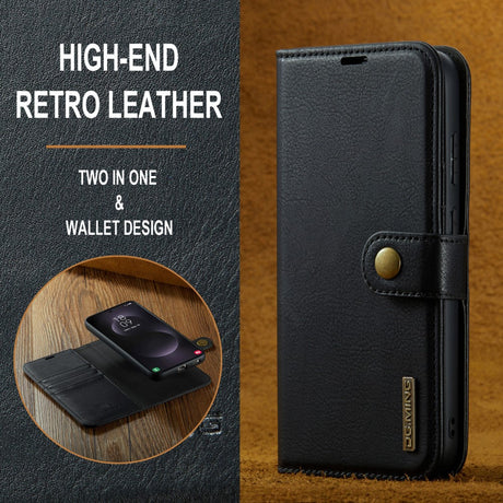 Magnetic Wallet for Samsung Galaxy S25 Edge Black Case 2-in-1 with Card Holder