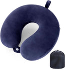 Memory Foam Travel Pillow for Airplane Train Car Office, Neck Head Support Pillow, Long Flight Essential, Navy Blue One Size