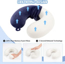 Memory Foam Travel Pillow for Airplane Train Car Office, Neck Head Support Pillow, Long Flight Essential, Navy Blue One Size