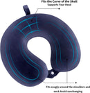 Memory Foam Travel Pillow for Airplane Train Car Office, Neck Head Support Pillow, Long Flight Essential, Navy Blue One Size